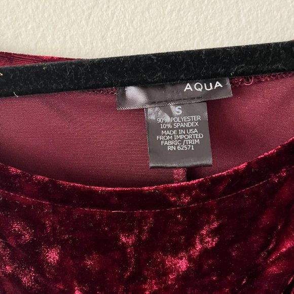 AQUA Brand - Wine Velvet Off the Shoulder Bodycon Dress - Picture 2 of 3